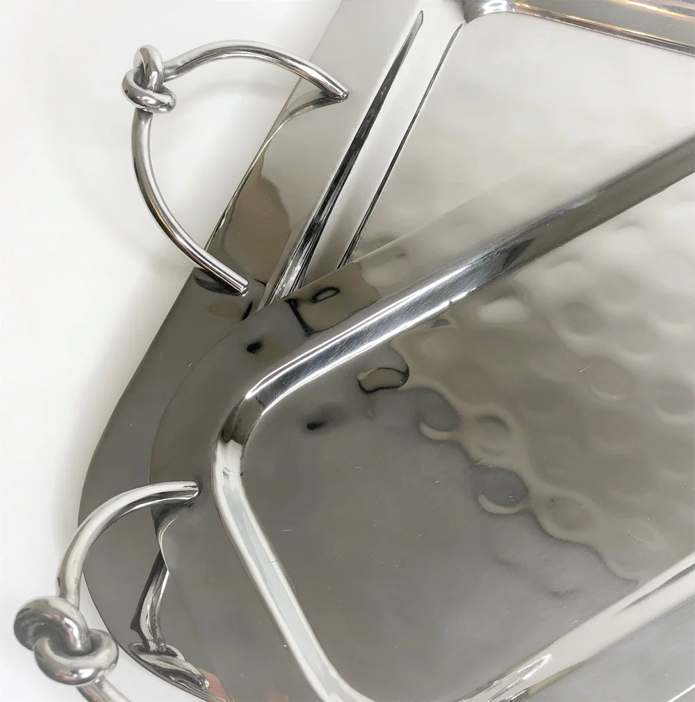 AC-T005 DECOR RECTANGULAR TRAY - KNOT DETAILS HANDLES - LARGE