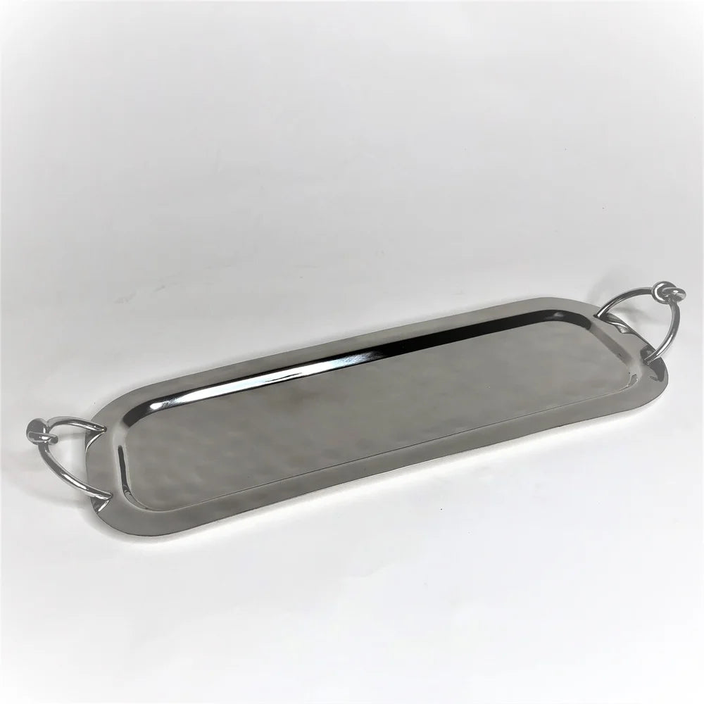 AC-T006 DECOR RECTANGULAR TRAY - KNOT DETAILS HANDLES - MEDIUM