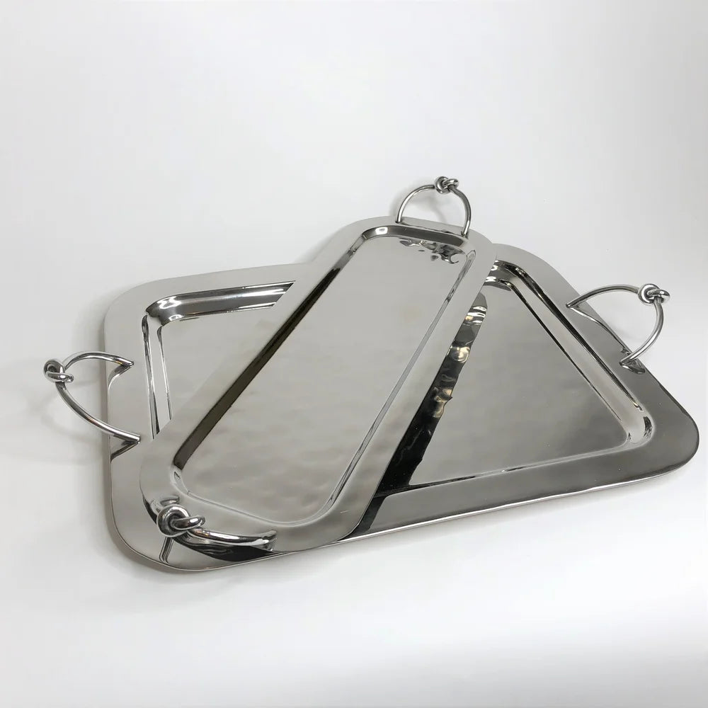 AC-T006 DECOR RECTANGULAR TRAY - KNOT DETAILS HANDLES - MEDIUM