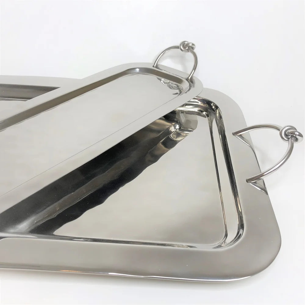 AC-T006 DECOR RECTANGULAR TRAY - KNOT DETAILS HANDLES - MEDIUM