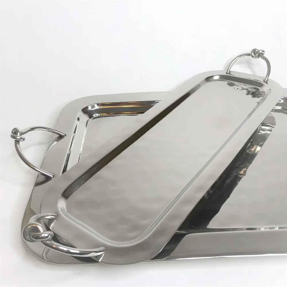 AC-T006 DECOR RECTANGULAR TRAY - KNOT DETAILS HANDLES - MEDIUM