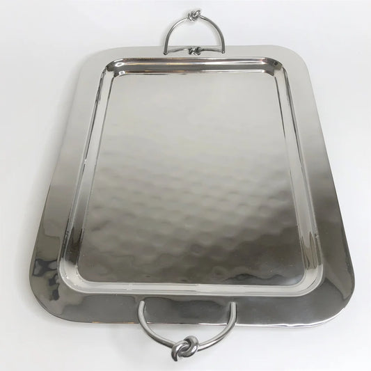 AC-T005 DECOR RECTANGULAR TRAY - KNOT DETAILS HANDLES - LARGE