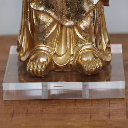 SC-004 GOLDEN BUDDHA WITH ACRYLIC STAND BASE - HAND MADE ONE OF A KIND