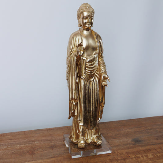 SC-004 GOLDEN BUDDHA WITH ACRYLIC STAND BASE - HAND MADE  ONE-OF-A-KIND