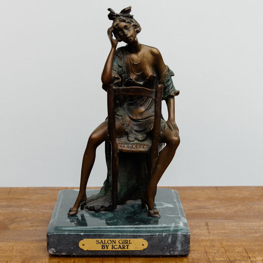 SC-005 SALON GIRL - BRONZE SCULPTURE - ICART ONE-OF-A-KIND