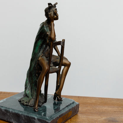 SC-005 SALON GIRL - BRONZE SCULPTURE - ICART ONE-OF-A-KIND