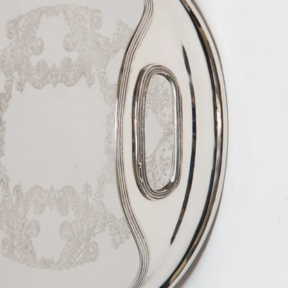 AC-T004 DECOR OVAL ETCHED NICKEL TRAY - MEDIUM
