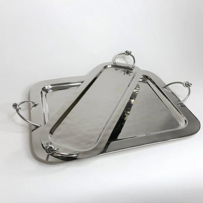 AC-T005 DECOR RECTANGULAR TRAY - KNOT DETAILS HANDLES - LARGE