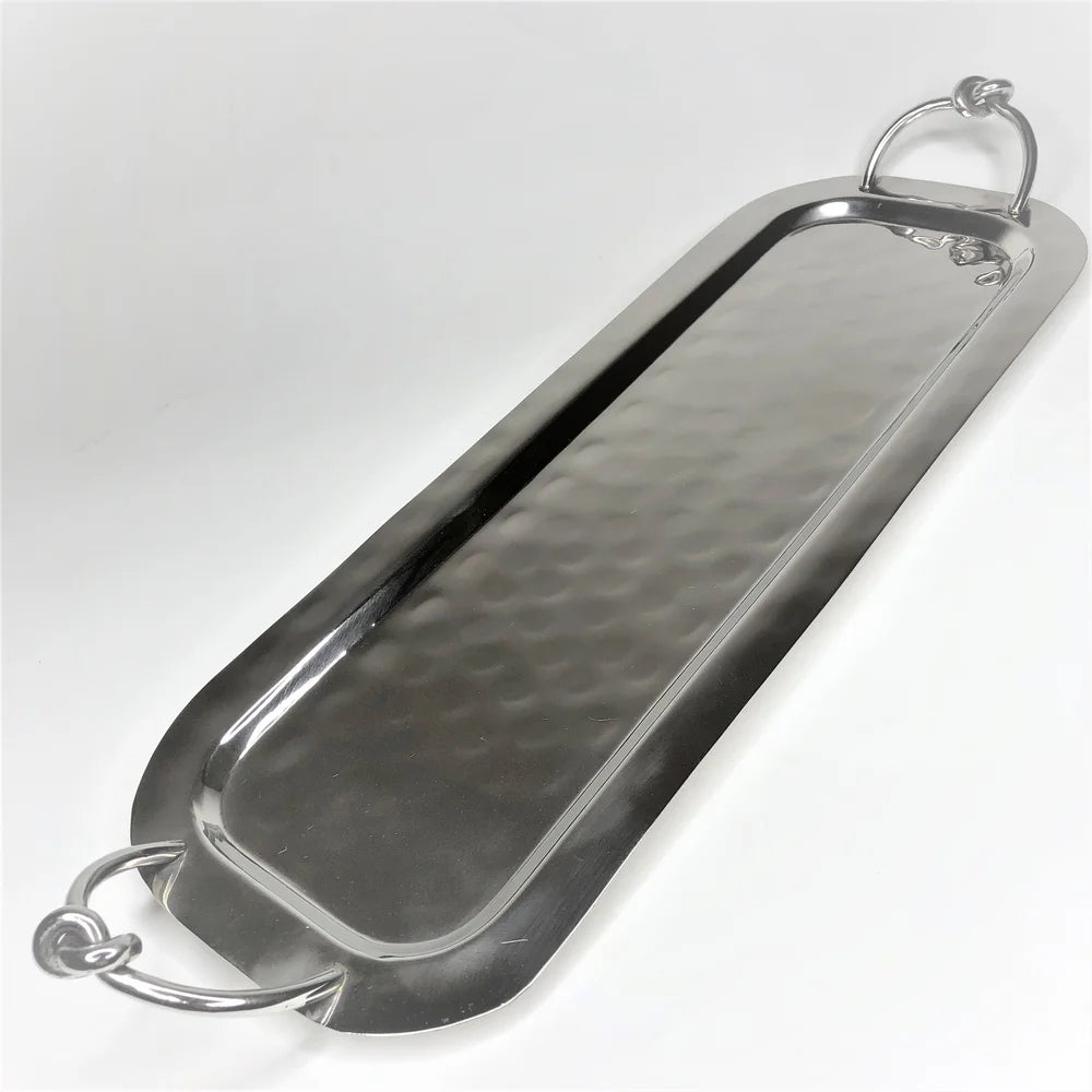 AC-T006 DECOR RECTANGULAR TRAY - KNOT DETAILS HANDLES - MEDIUM