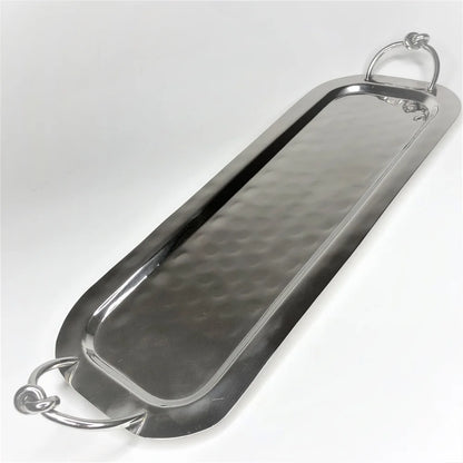 AC-T006 DECOR RECTANGULAR TRAY - KNOT DETAILS HANDLES - MEDIUM