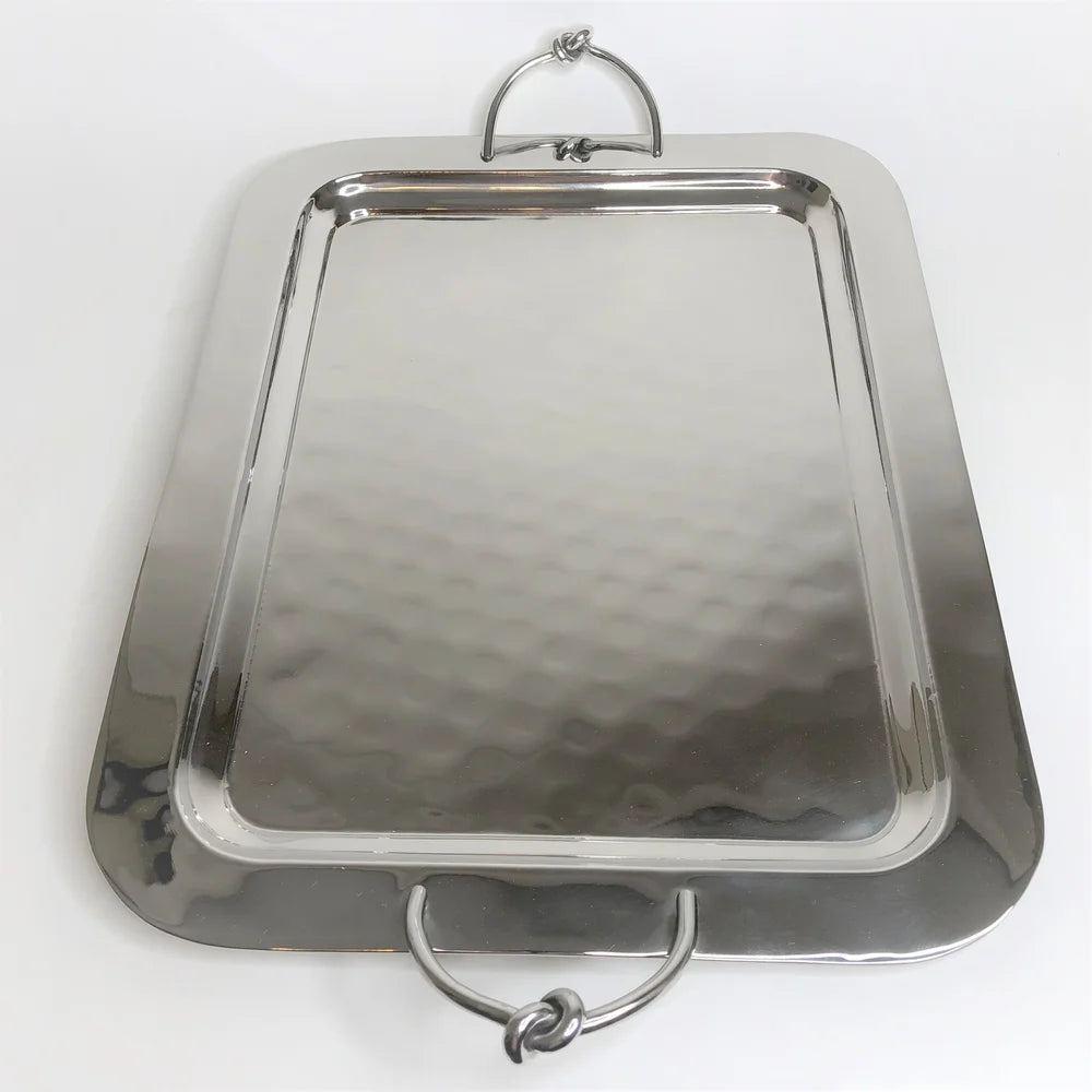 AC-T005 DECOR RECTANGULAR TRAY - KNOT DETAILS HANDLES - LARGE