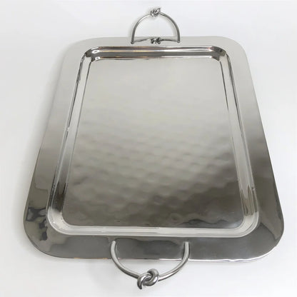 AC-T005 DECOR RECTANGULAR TRAY - KNOT DETAILS HANDLES - LARGE