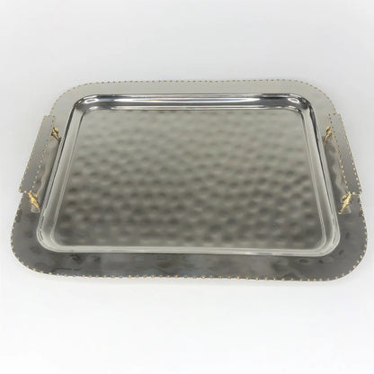 AC-T008 BEAD DECOR RECTANGULAR TRAY WITH HANDLES