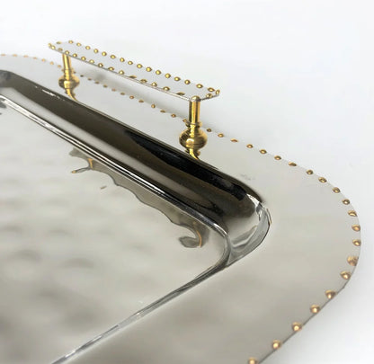 AC-T008 BEAD DECOR RECTANGULAR TRAY WITH HANDLES