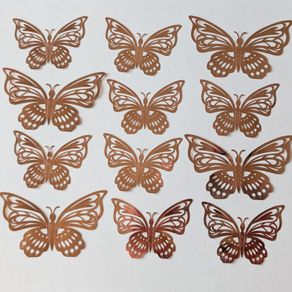 METALLIC BUTTERFLY DECORATION GOLD- 12 PIECES