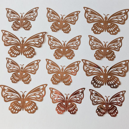 METALLIC BUTTERFLY DECORATION GOLD- 12 PIECES